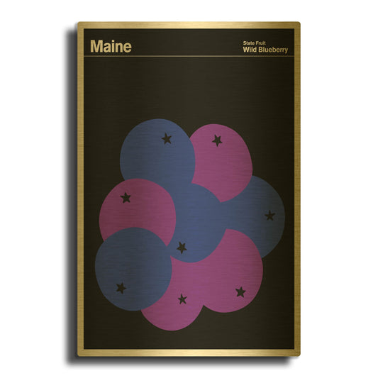 'State Posters ME' By Print Collection Gold Metal Wall Art