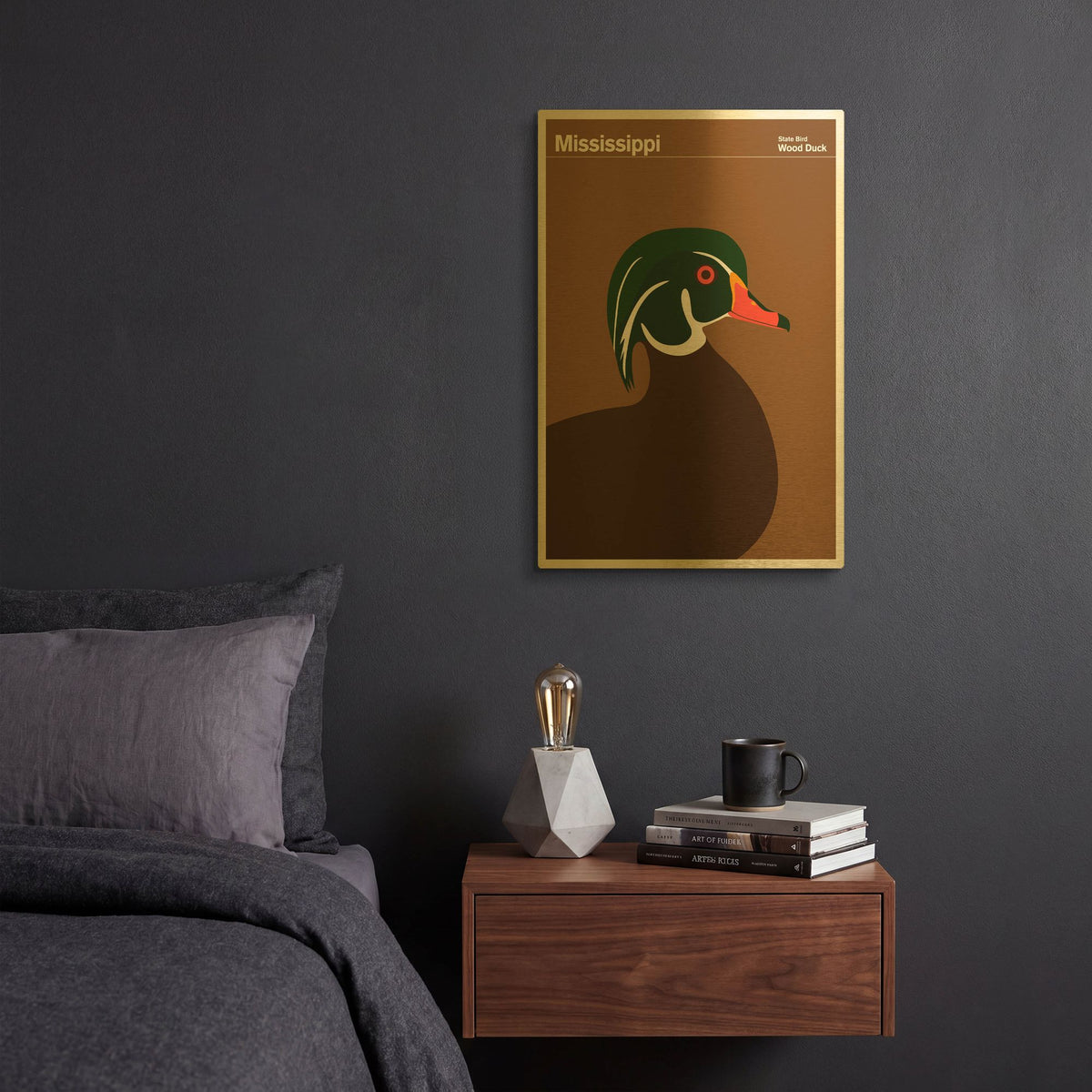 'State Posters MS' By Print Collection Gold Metal Wall Art
