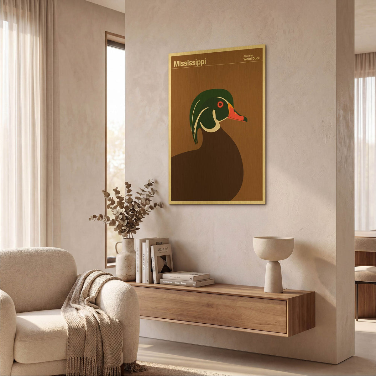 'State Posters MS' By Print Collection Gold Metal Wall Art