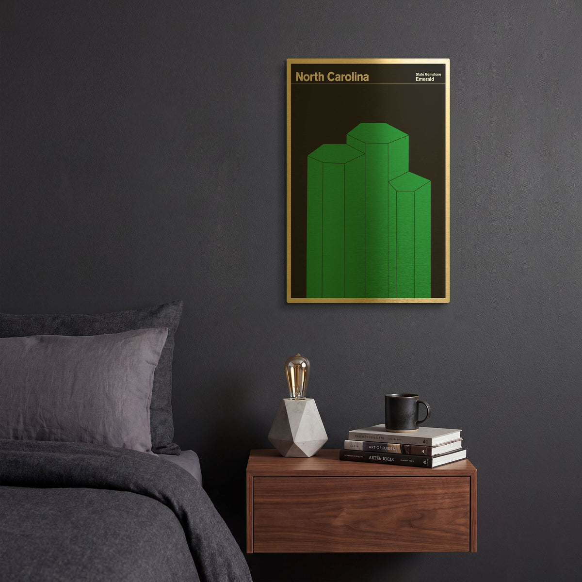 'State Posters NC' By Print Collection Gold Metal Wall Art