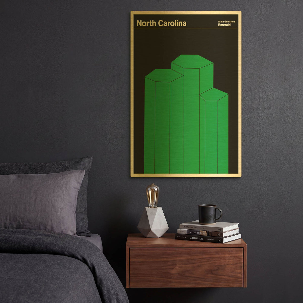 'State Posters NC' By Print Collection Gold Metal Wall Art