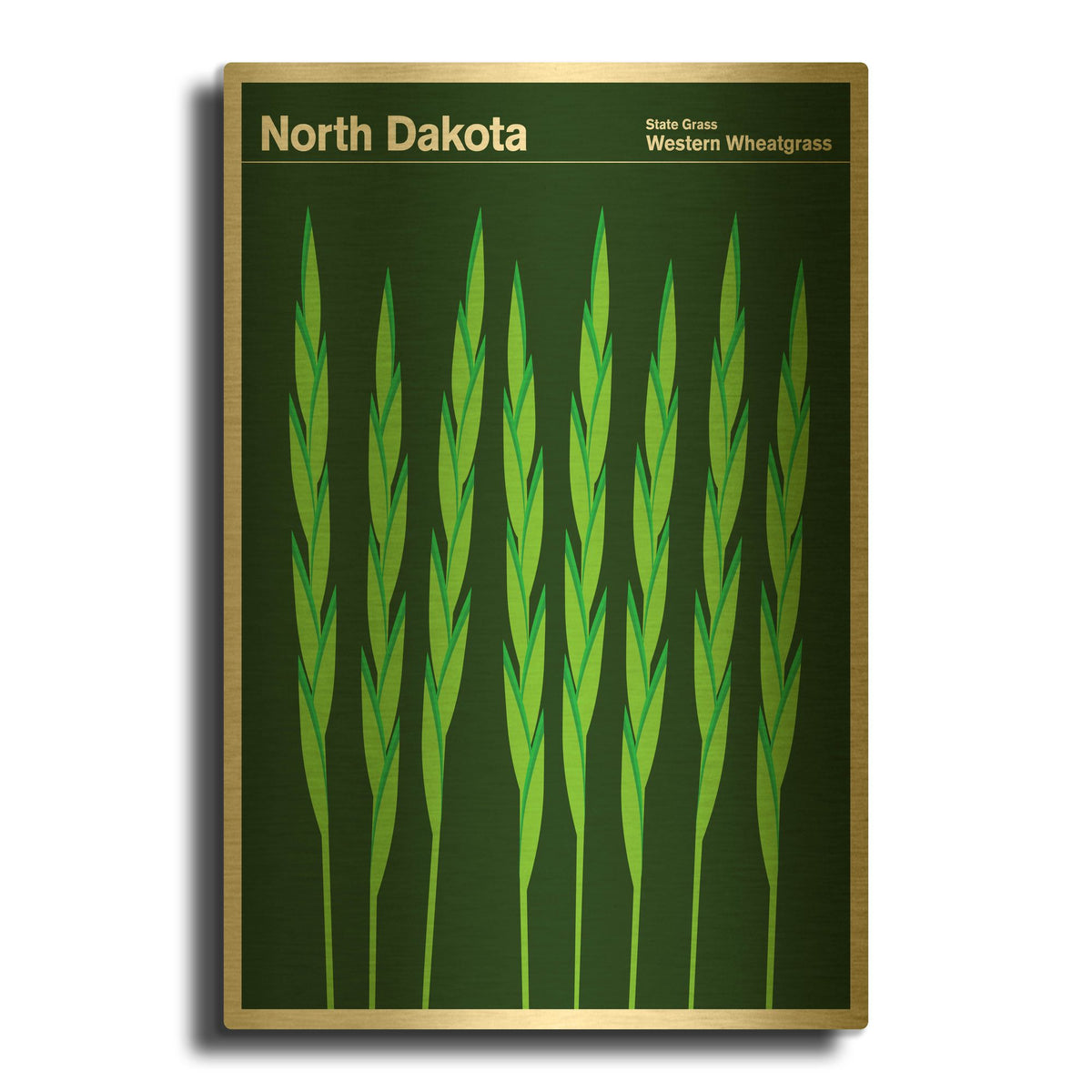 'State Posters ND' By Print Collection Gold Metal Wall Art