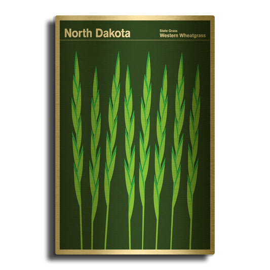 'State Posters ND' By Print Collection Gold Metal Wall Art