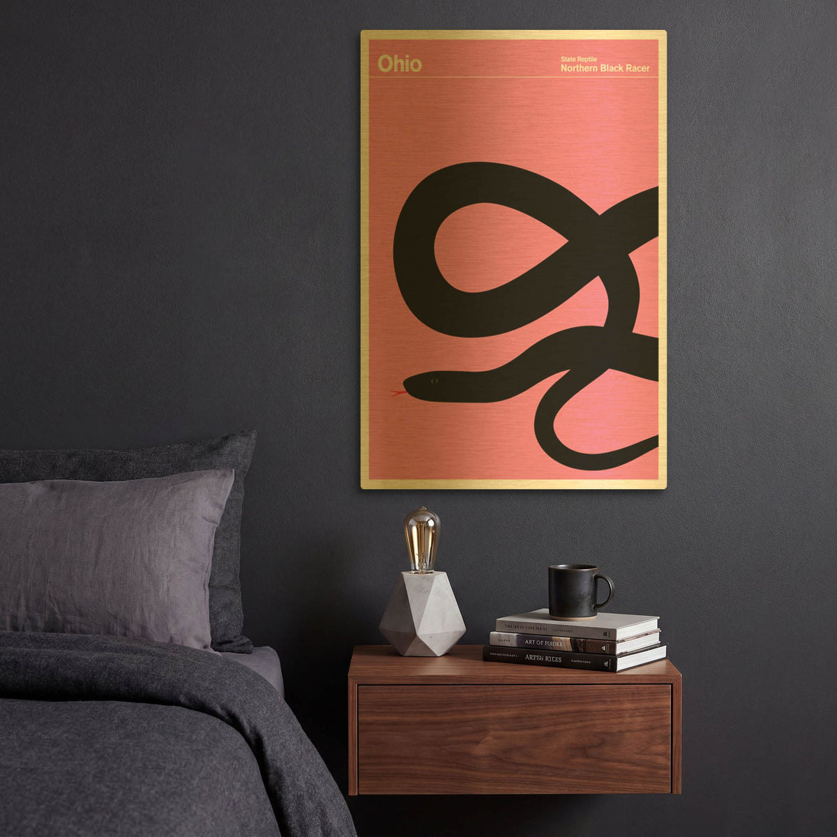 'State Posters OH' By Print Collection Gold Metal Wall Art