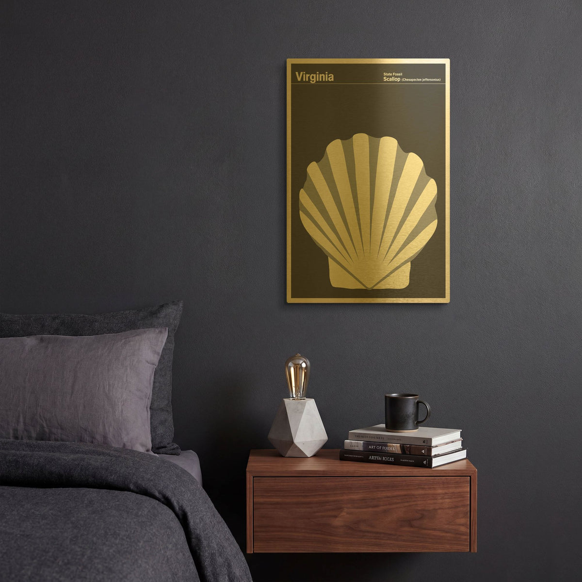 'State Posters VA' By Print Collection Gold Metal Wall Art
