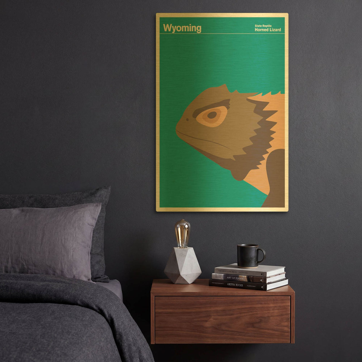 'State Posters WY' By Print Collection Gold Metal Wall Art