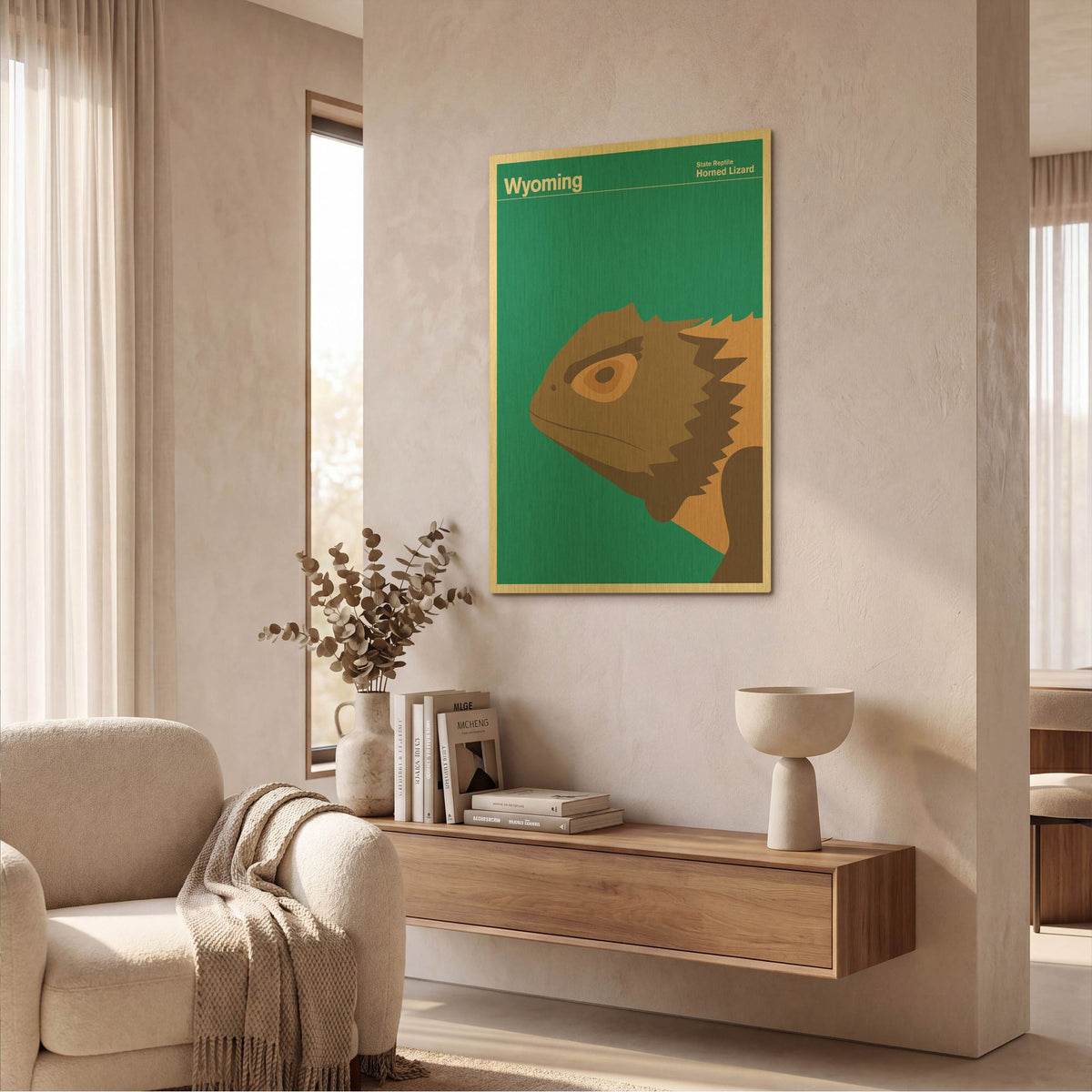 'State Posters WY' By Print Collection Gold Metal Wall Art