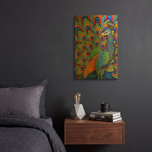 'Colorful Paisley Peacock' By Rebecca Wang Art Gold Metal Wall Art
