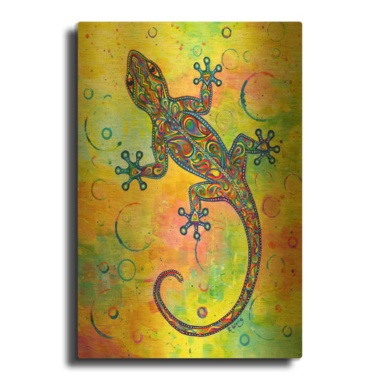 'Electric Gecko' By Rebecca Wang Art Gold Metal Wall Art