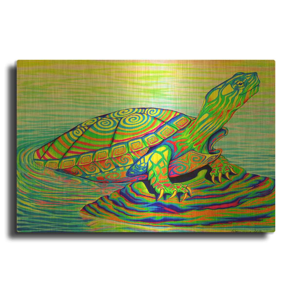 'Painted Turtle' By Rebecca Wang Art Gold Metal Wall Art
