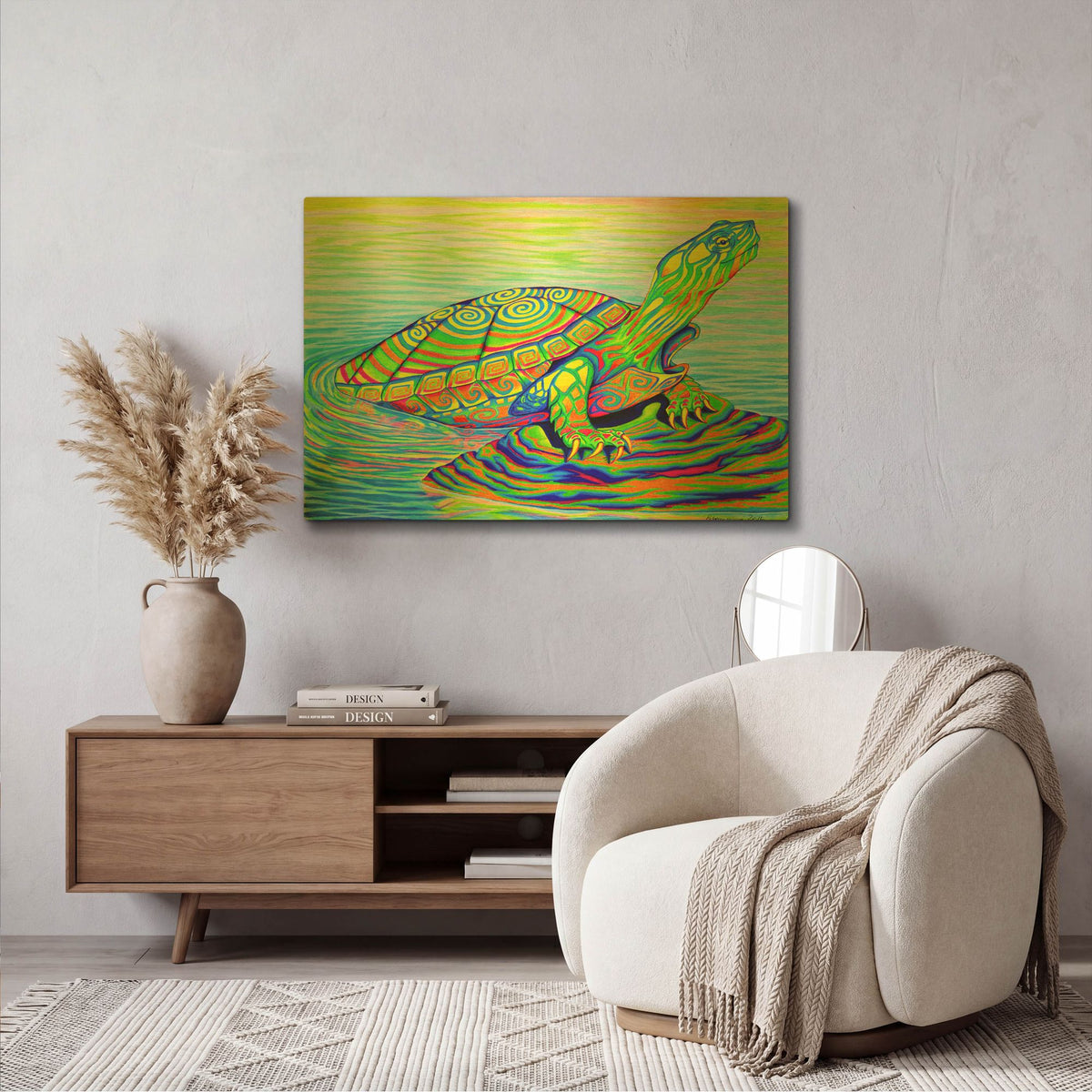 'Painted Turtle' By Rebecca Wang Art Gold Metal Wall Art