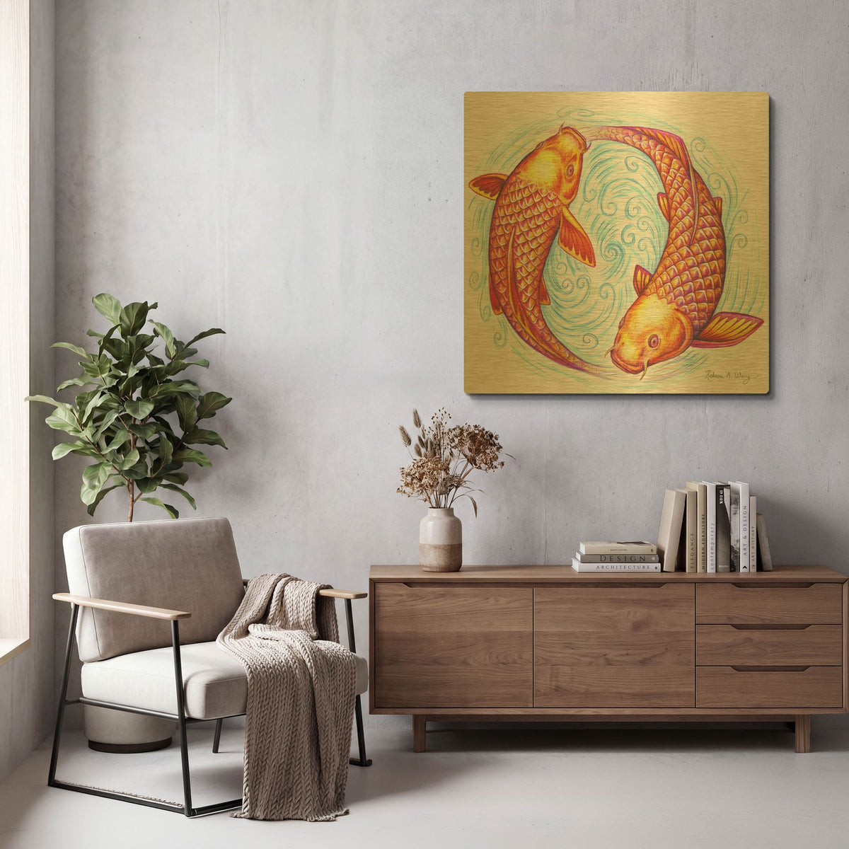 'Pisces' By Rebecca Wang Art Gold Metal Wall Art