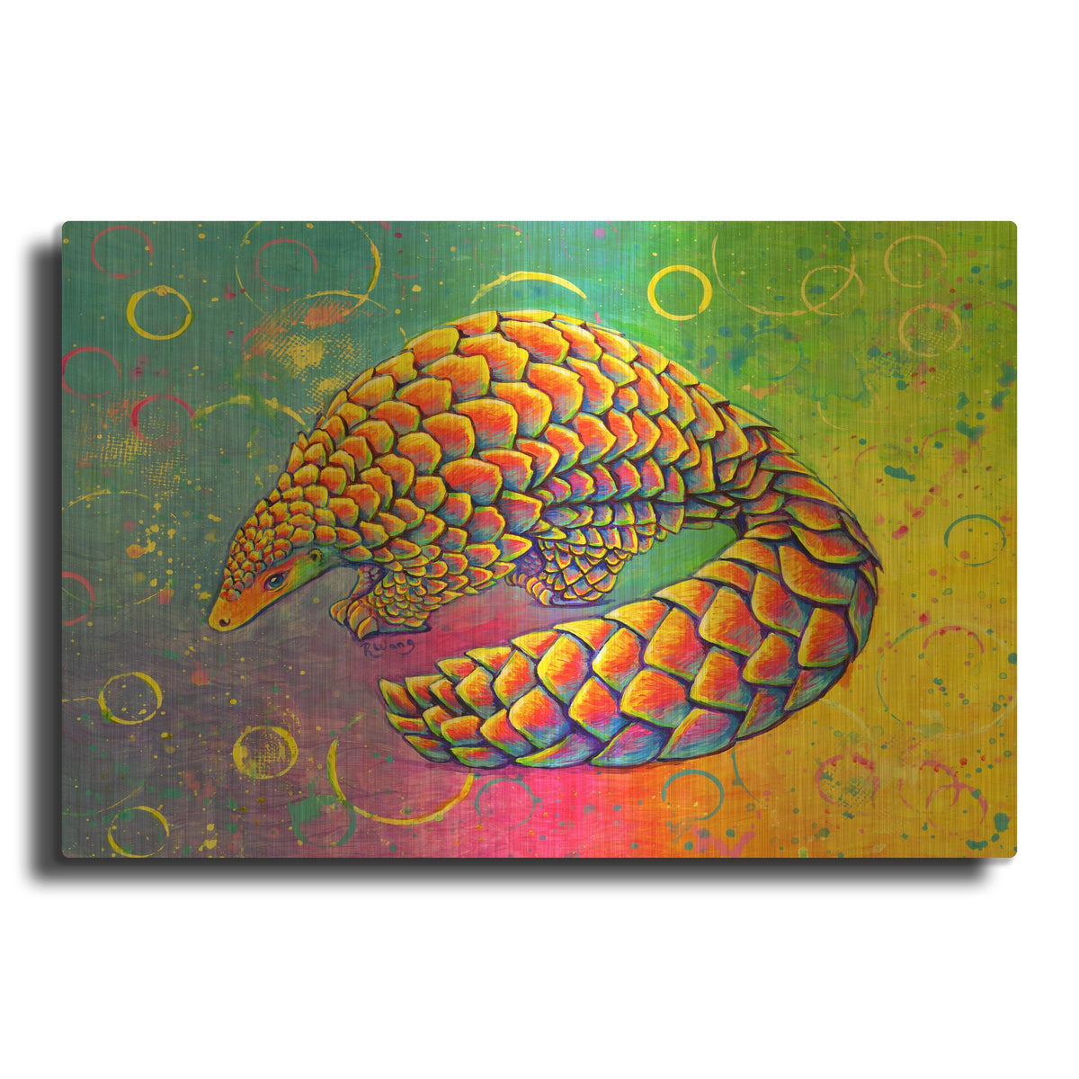 'Psychedelic Pangolin' By Rebecca Wang Art Gold Metal Wall Art