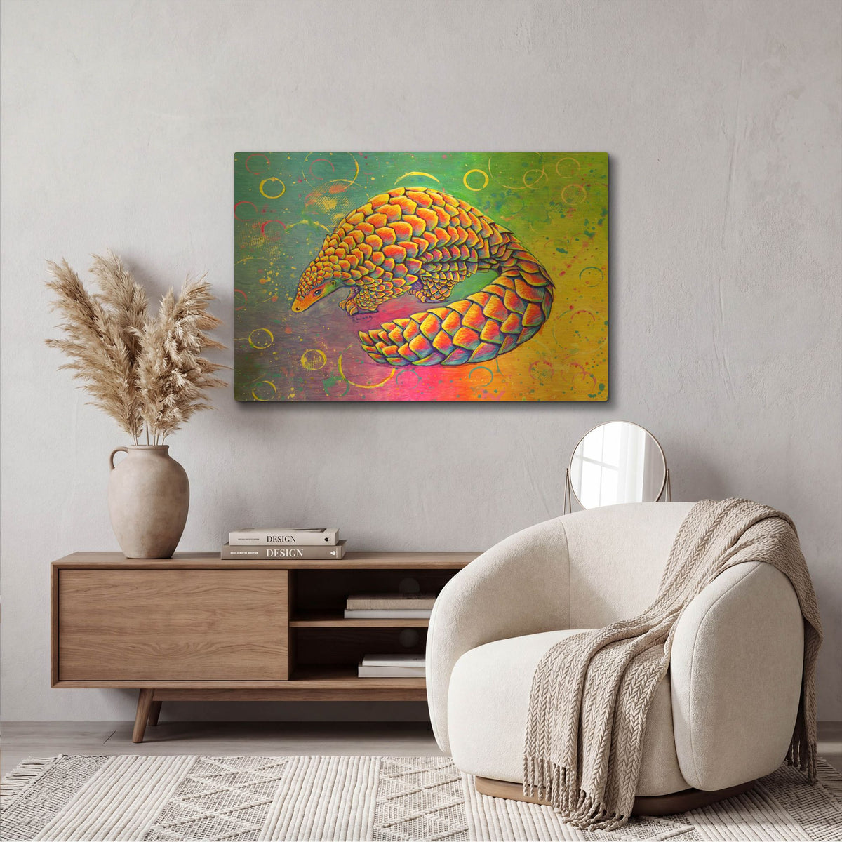 'Psychedelic Pangolin' By Rebecca Wang Art Gold Metal Wall Art