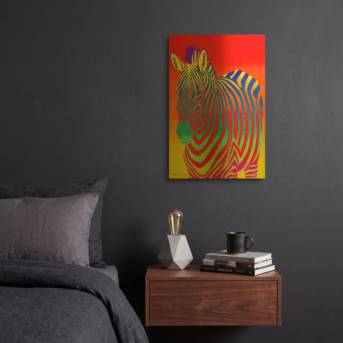 'Psychedelic Zebra' By Rebecca Wang Art Gold Metal Wall Art
