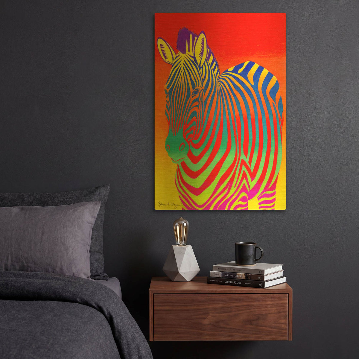 'Psychedelic Zebra' By Rebecca Wang Art Gold Metal Wall Art