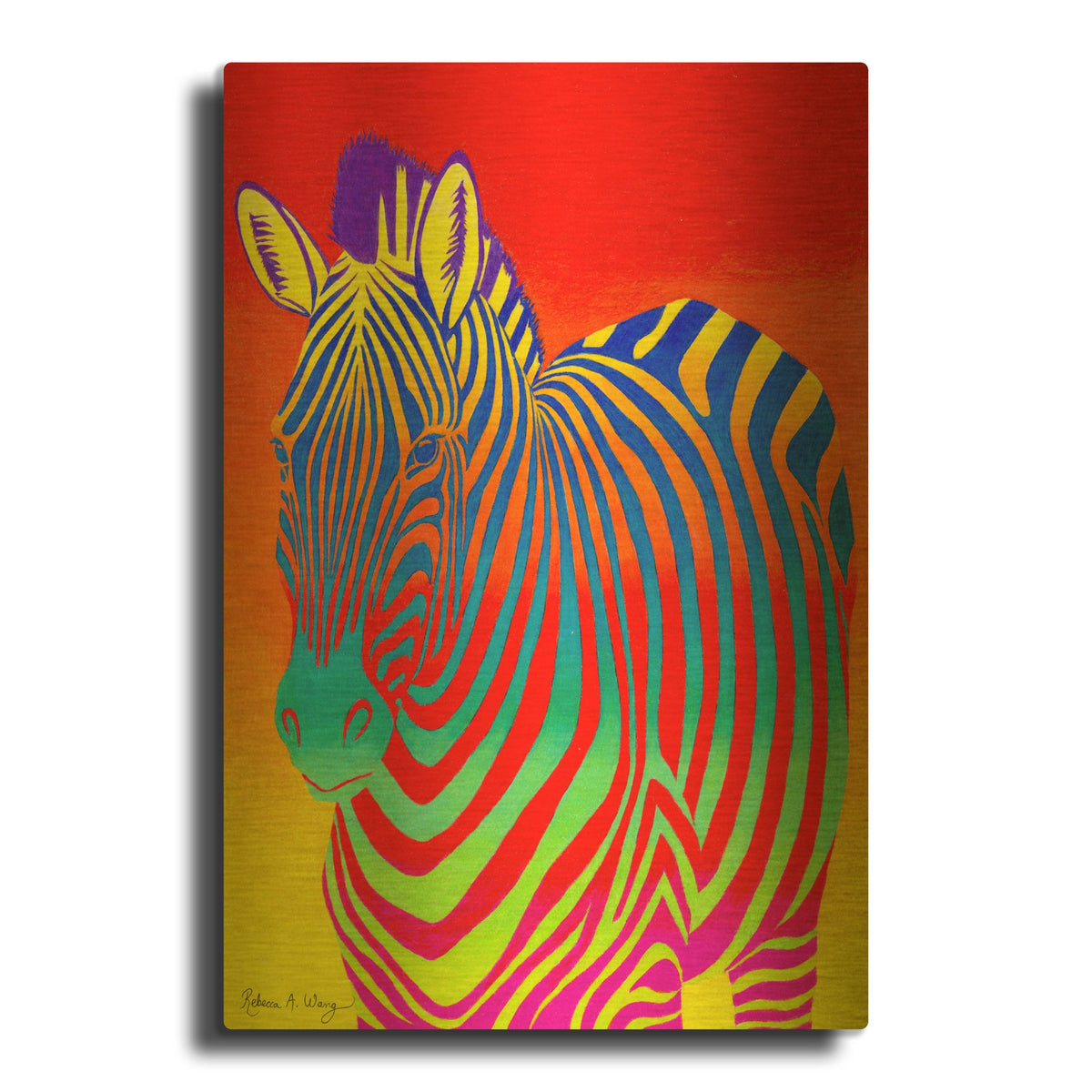 'Psychedelic Zebra' By Rebecca Wang Art Gold Metal Wall Art