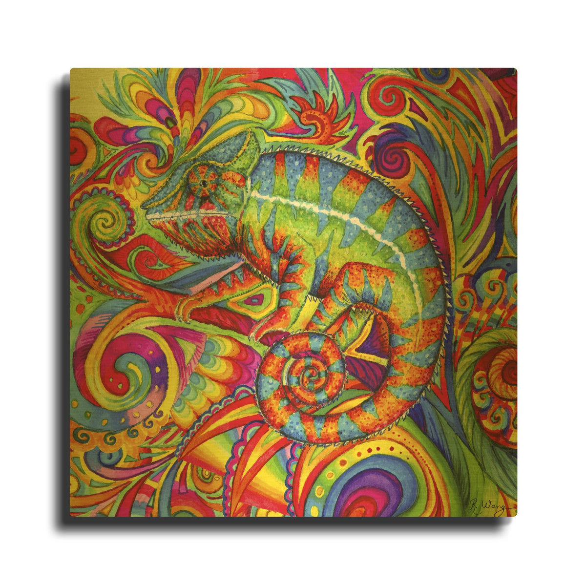 'Psychedelizard' By Rebecca Wang Art Gold Metal Wall Art