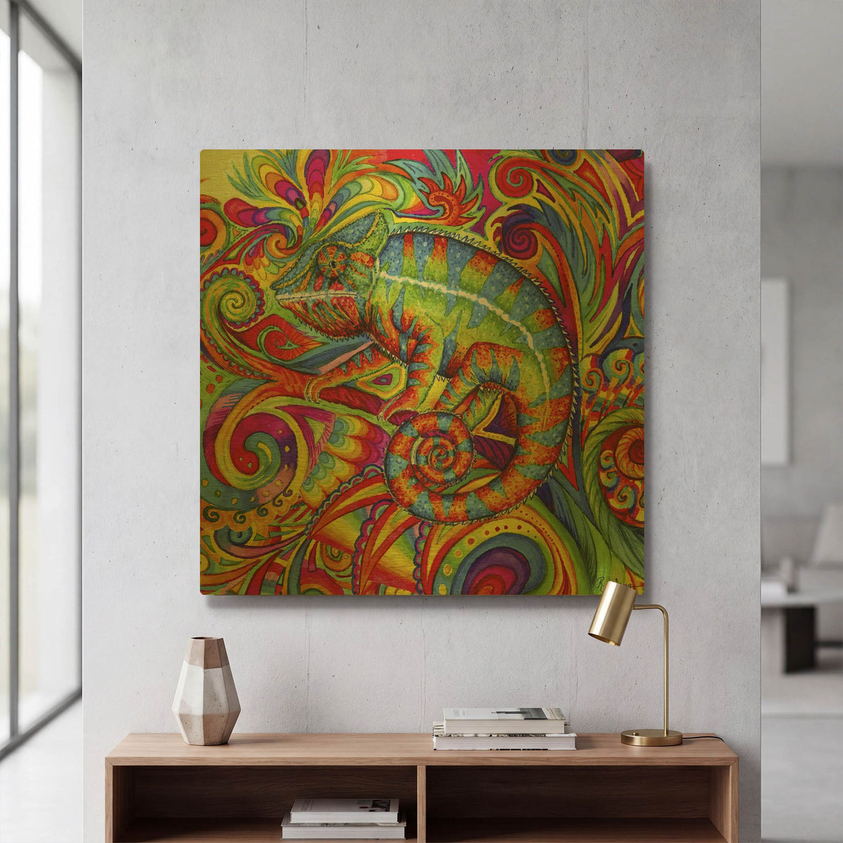 'Psychedelizard' By Rebecca Wang Art Gold Metal Wall Art