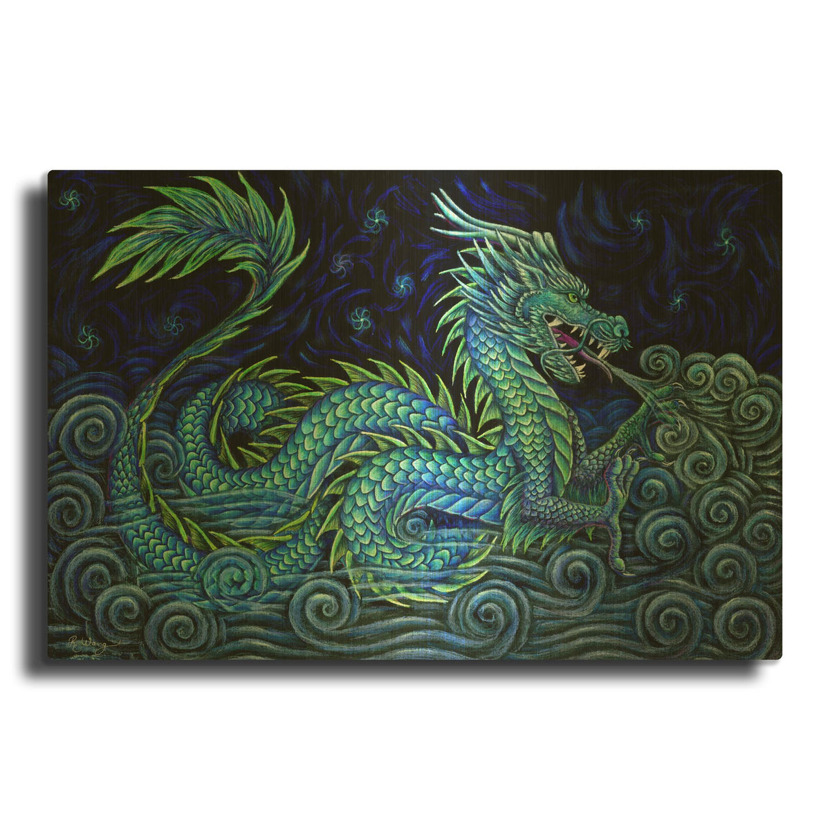 'Chinese Azure Dragon' By Rebecca Wang Art Gold Metal Wall Art