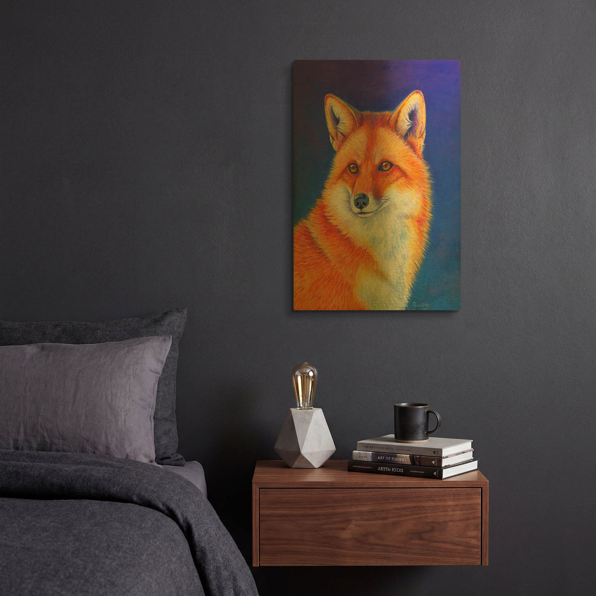 'Colorful Red Fox' By Rebecca Wang Art Gold Metal Wall Art
