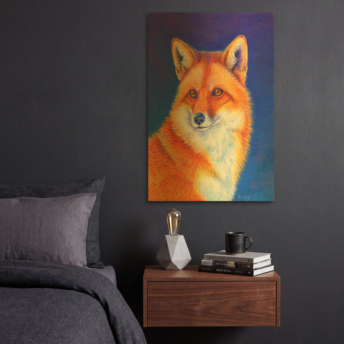 'Colorful Red Fox' By Rebecca Wang Art Gold Metal Wall Art