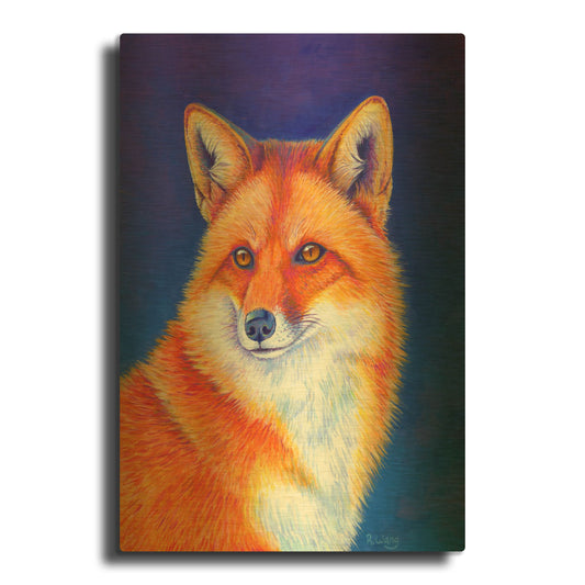 'Colorful Red Fox' By Rebecca Wang Art Gold Metal Wall Art