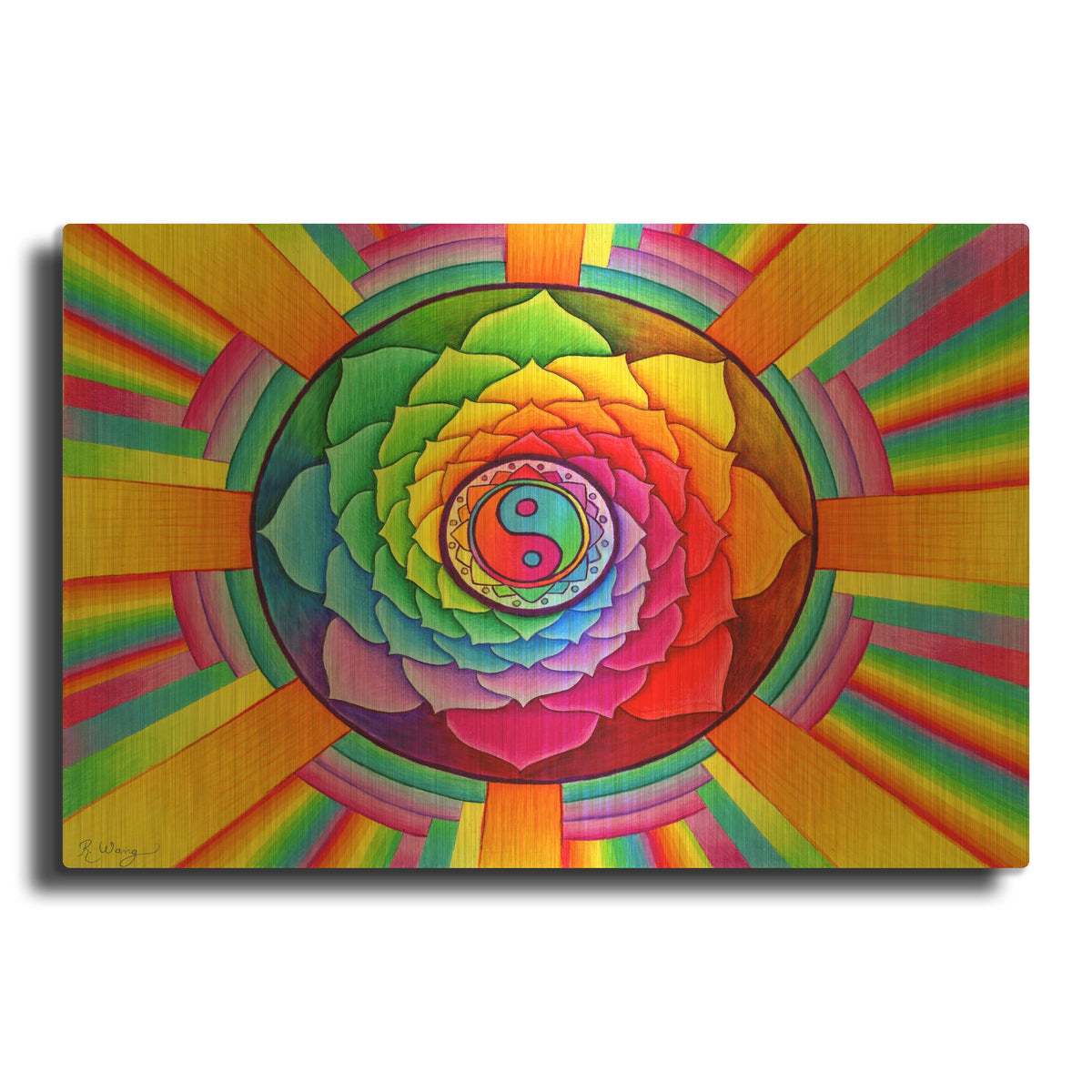 'Healing Lotus' By Rebecca Wang Art Gold Metal Wall Art