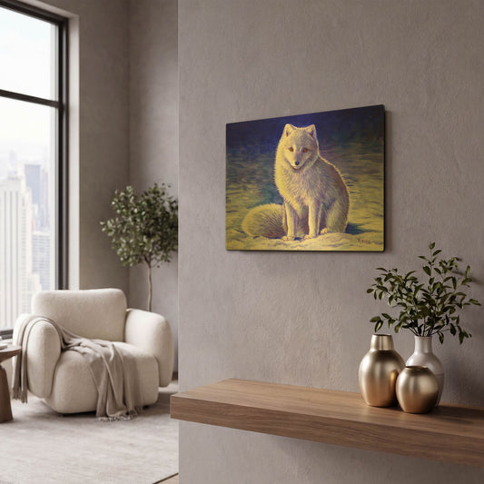 'Peaceful Winter Arctic Fox' By Rebecca Wang Art Gold Metal Wall Art