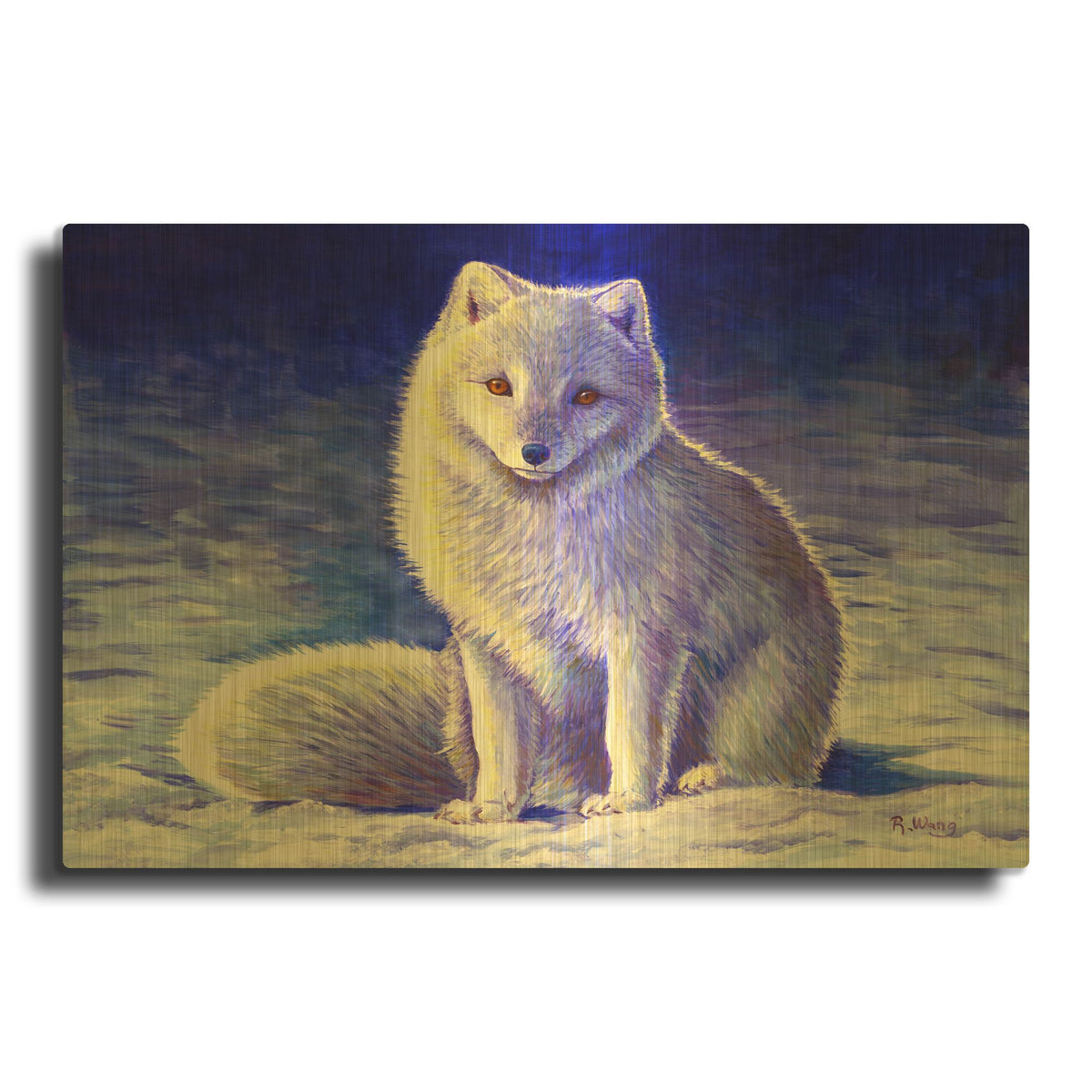 'Peaceful Winter Arctic Fox' By Rebecca Wang Art Gold Metal Wall Art