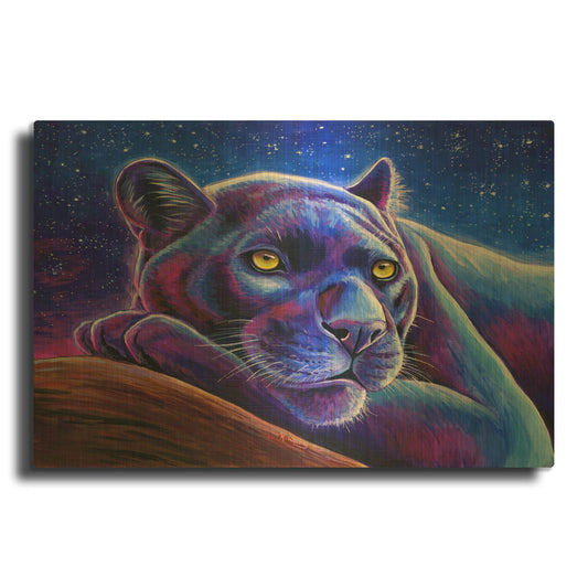 'Stargazing Colorful Black Leopard' By Rebecca Wang Art Gold Metal Wall Art