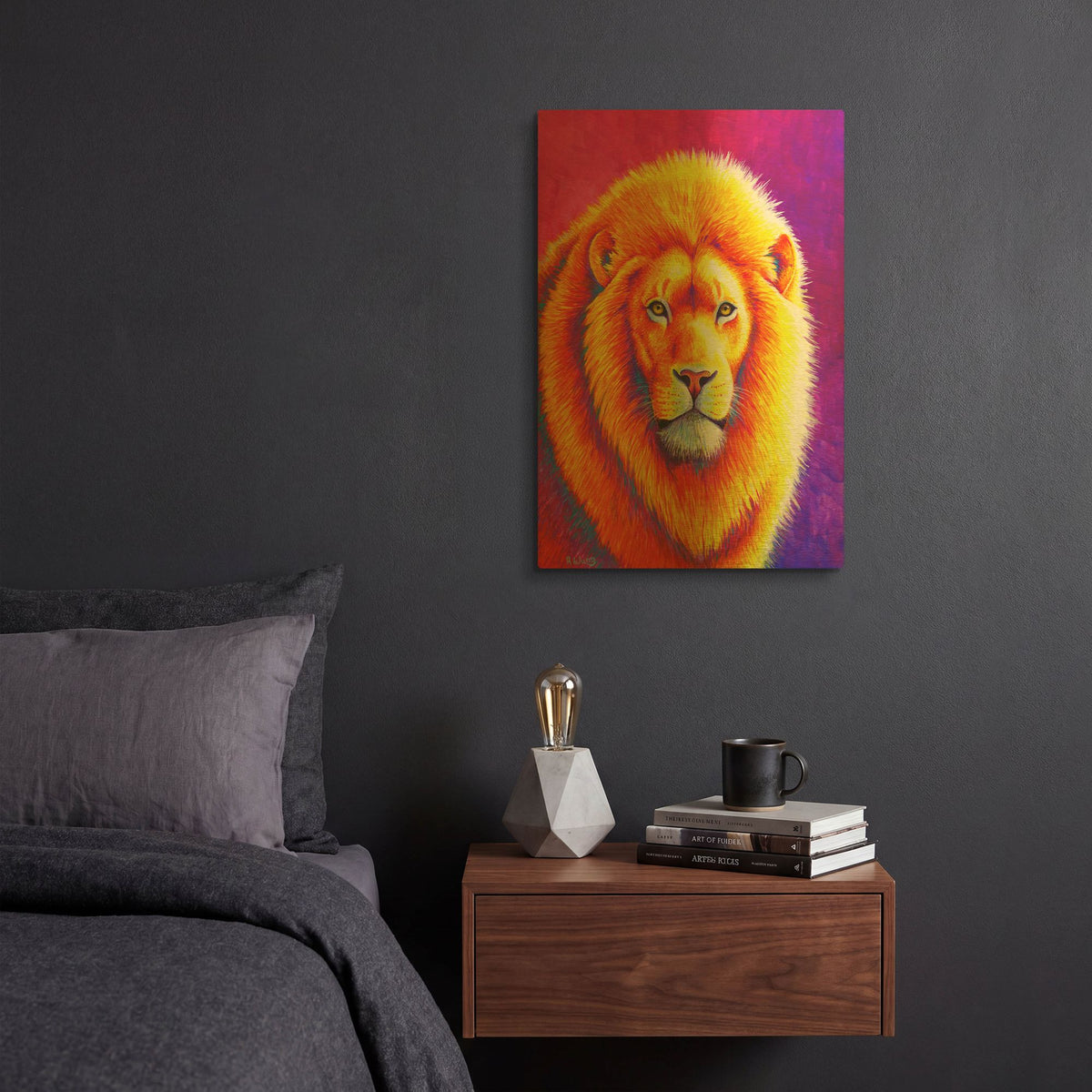 'Sunset on the Savanna African Lion' By Rebecca Wang Art Gold Metal Wall Art