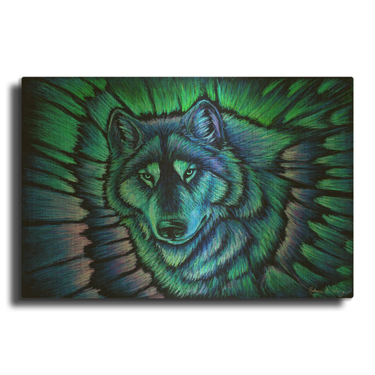 'Wolf Aurora' By Rebecca Wang Art Gold Metal Wall Art