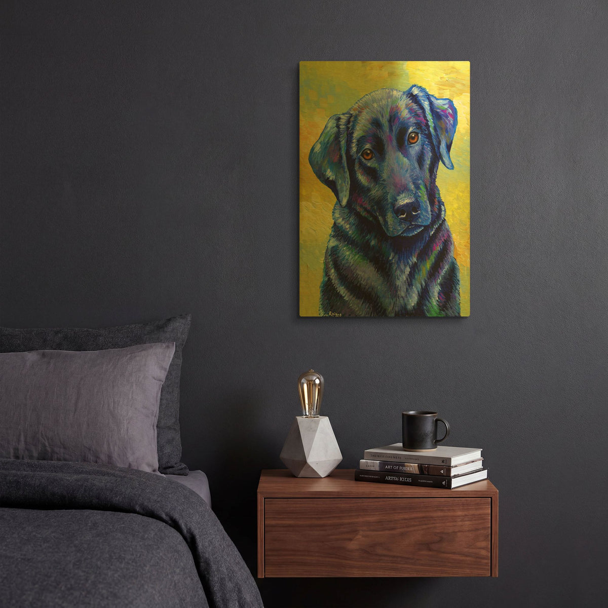 'Black Labrador Retriever' By Rebecca Wang Art Gold Metal Wall Art