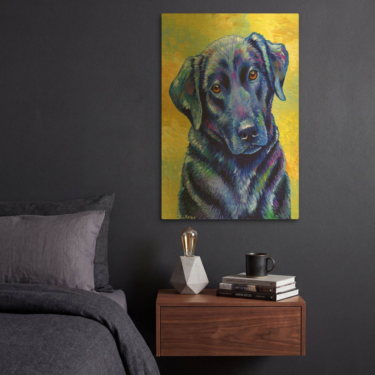 'Black Labrador Retriever' By Rebecca Wang Art Gold Metal Wall Art