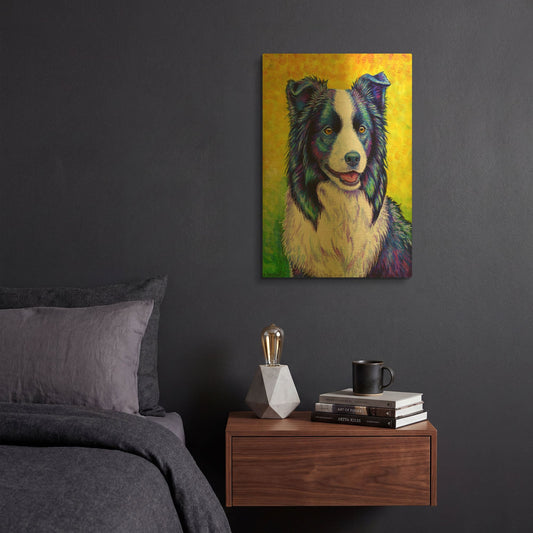 'Border Collie' By Rebecca Wang Art Gold Metal Wall Art