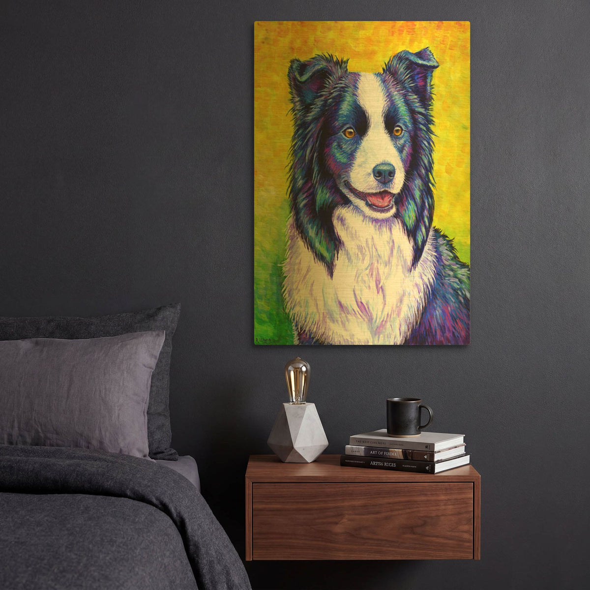 'Border Collie' By Rebecca Wang Art Gold Metal Wall Art
