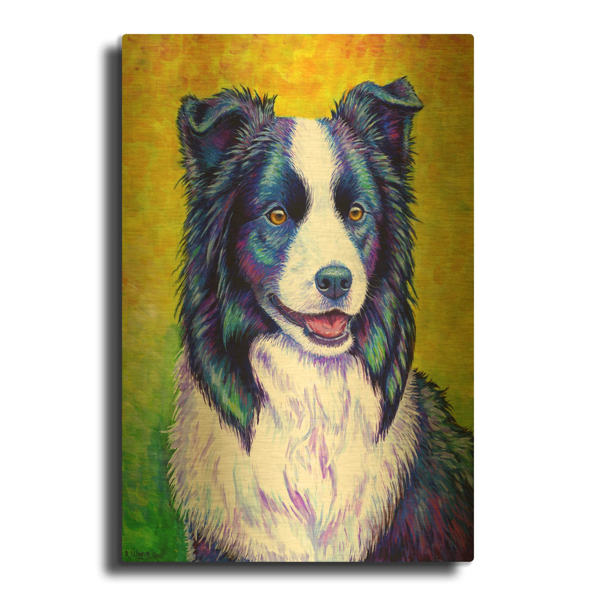 'Border Collie' By Rebecca Wang Art Gold Metal Wall Art