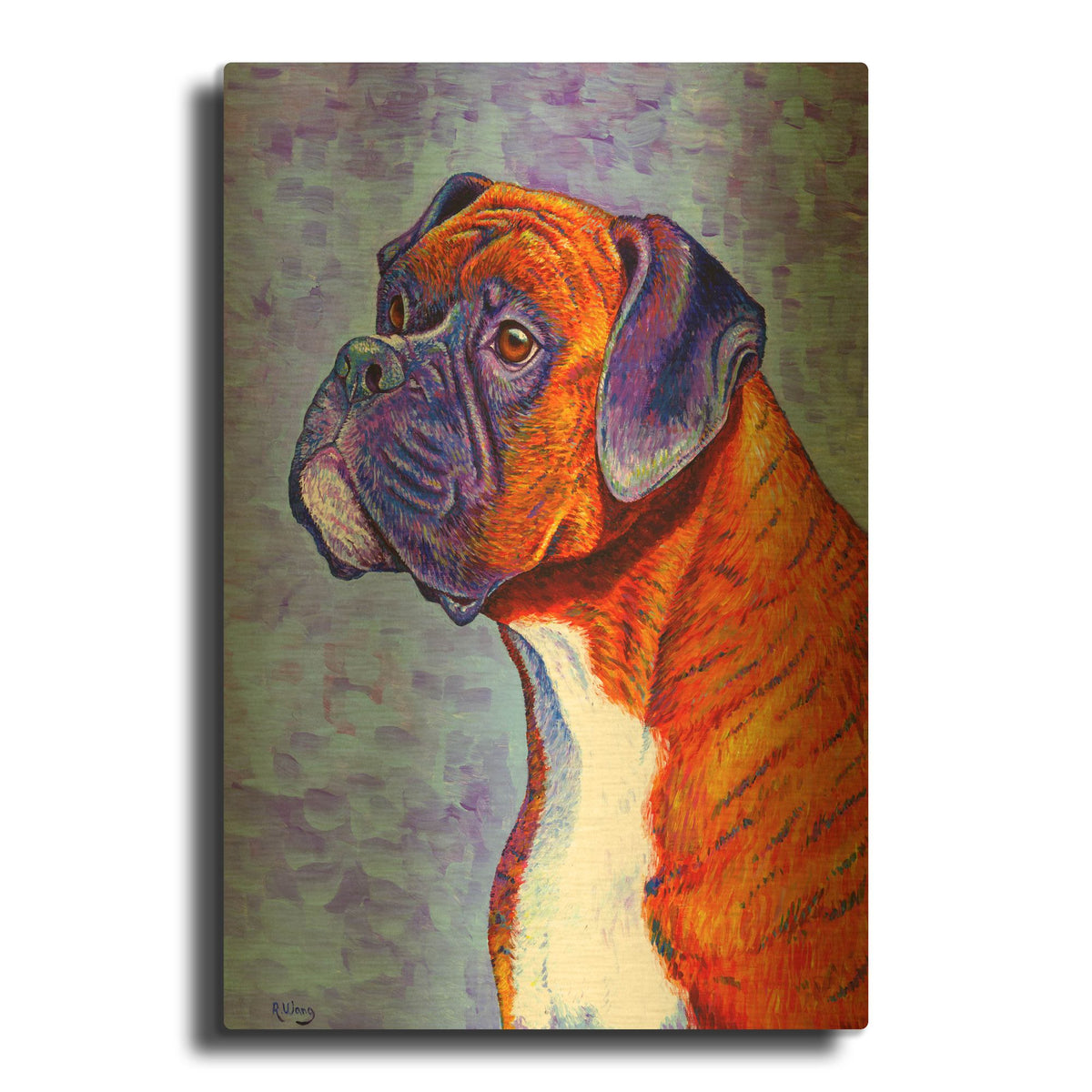 'Brindle Boxer Dog' By Rebecca Wang Art Gold Metal Wall Art