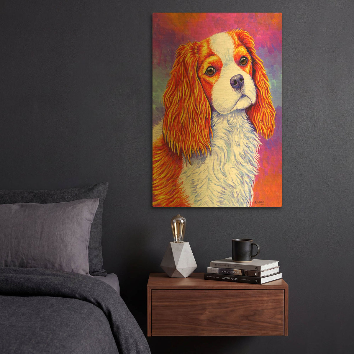 'Cavalier King Charles Spaniel' By Rebecca Wang Art Gold Metal Wall Art