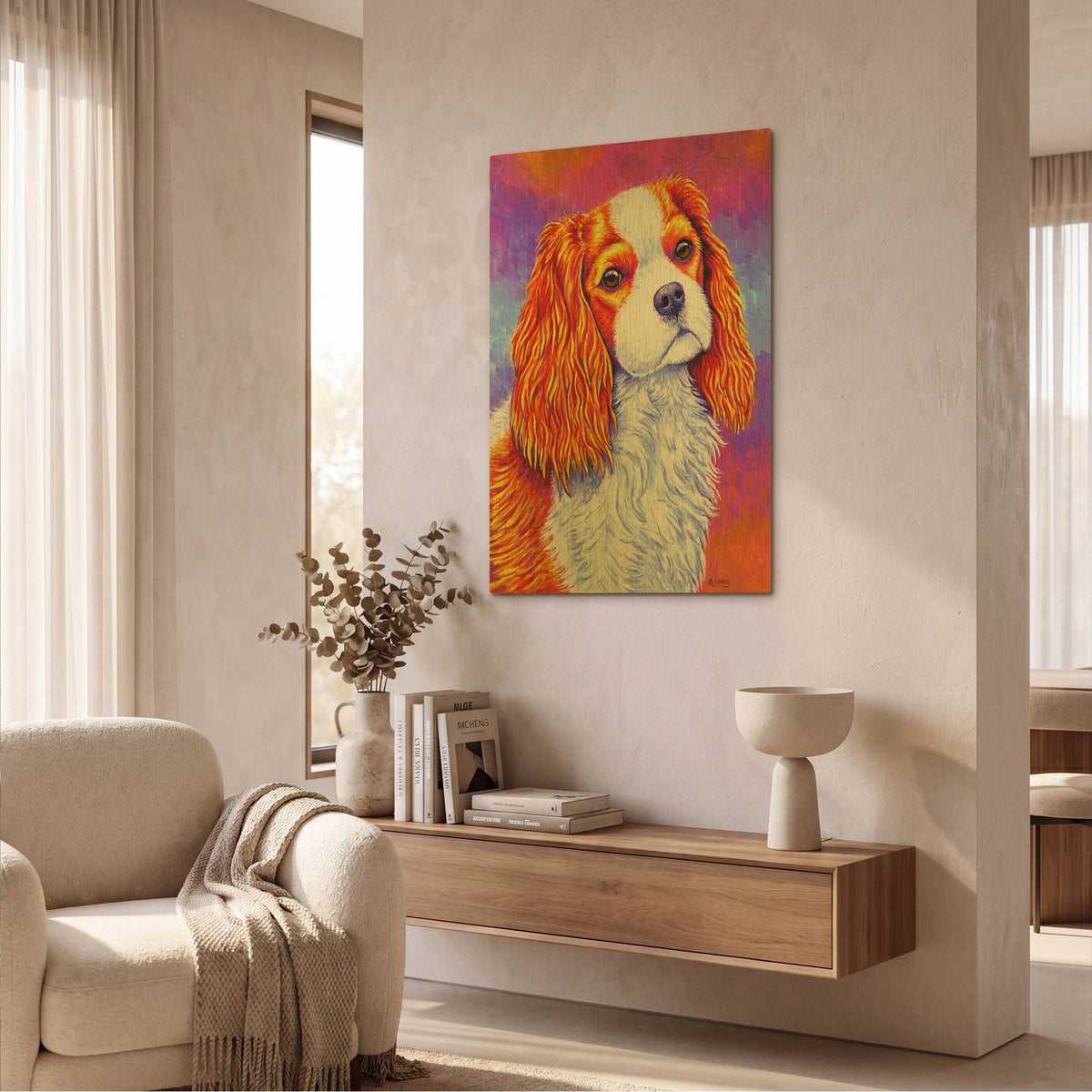 'Cavalier King Charles Spaniel' By Rebecca Wang Art Gold Metal Wall Art