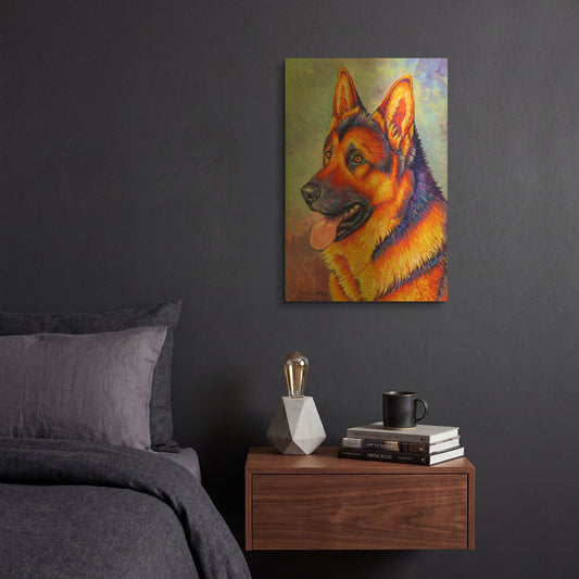 'German Shepherd' By Rebecca Wang Art Gold Metal Wall Art