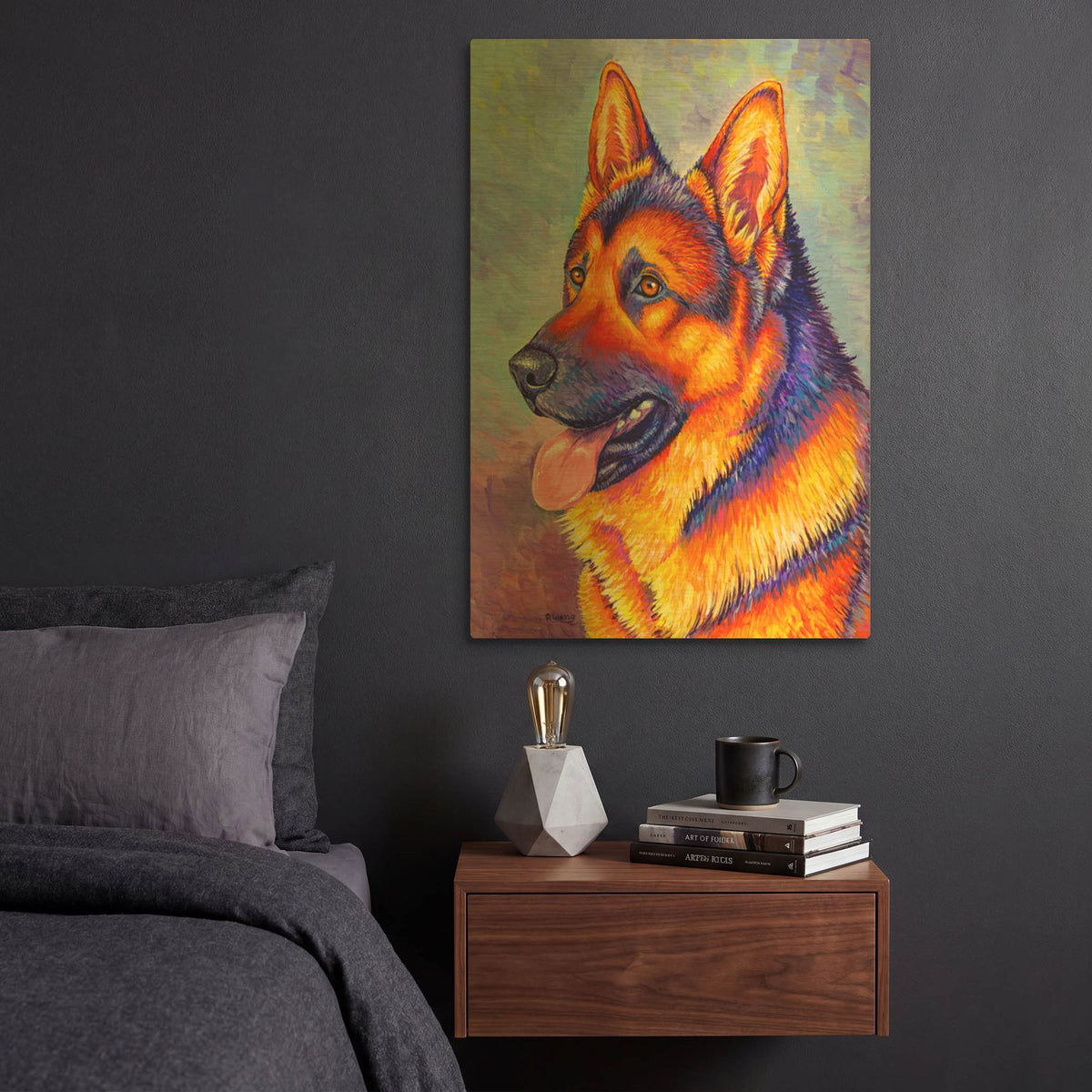 'German Shepherd' By Rebecca Wang Art Gold Metal Wall Art