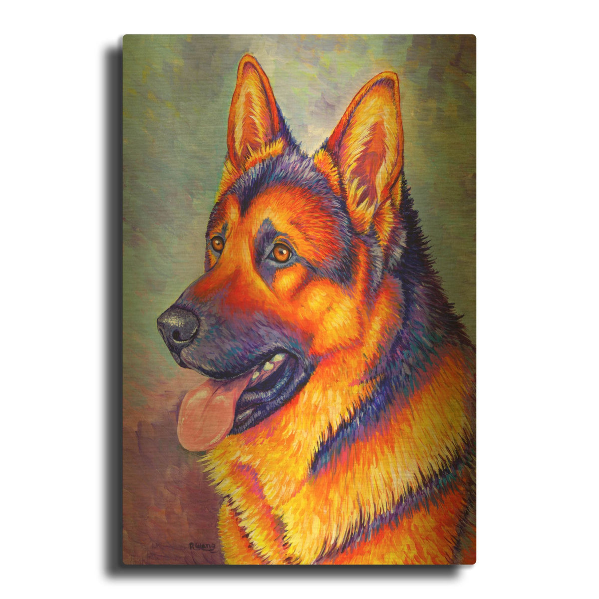 'German Shepherd' By Rebecca Wang Art Gold Metal Wall Art