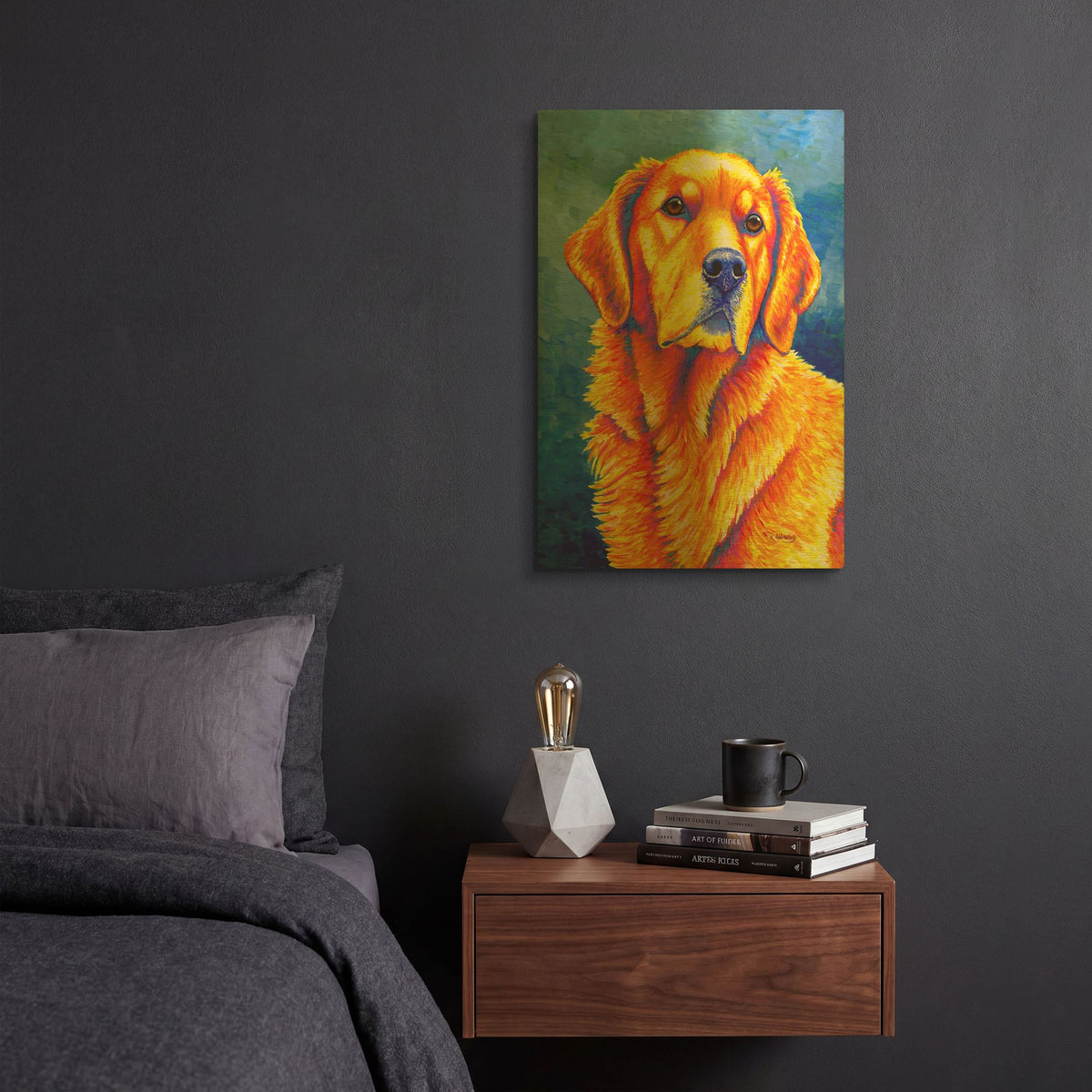 'Golden Retriever' By Rebecca Wang Art Gold Metal Wall Art