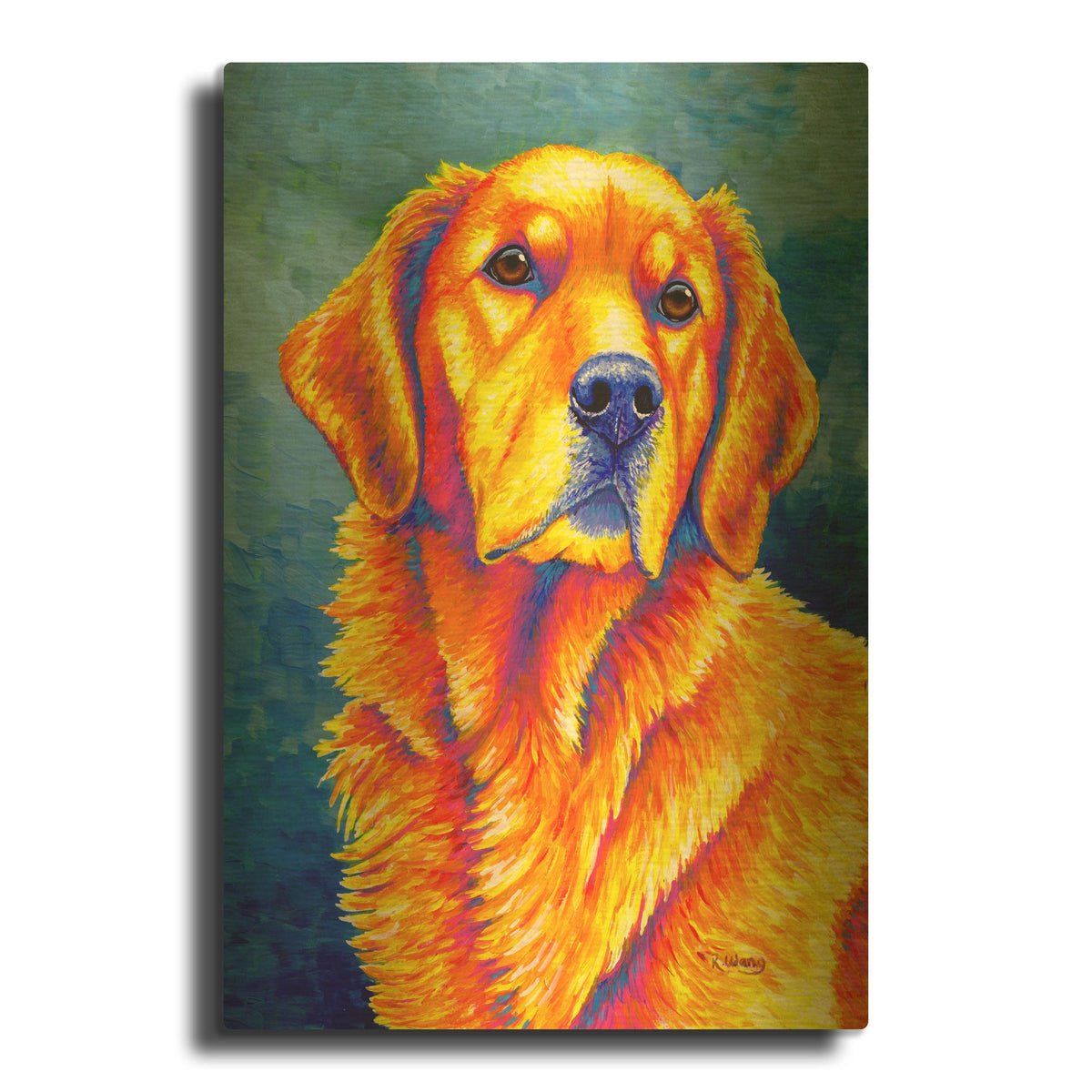 'Golden Retriever' By Rebecca Wang Art Gold Metal Wall Art