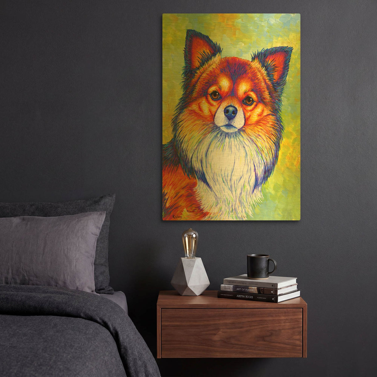 'Longhaired Chihuahua' By Rebecca Wang Art Gold Metal Wall Art