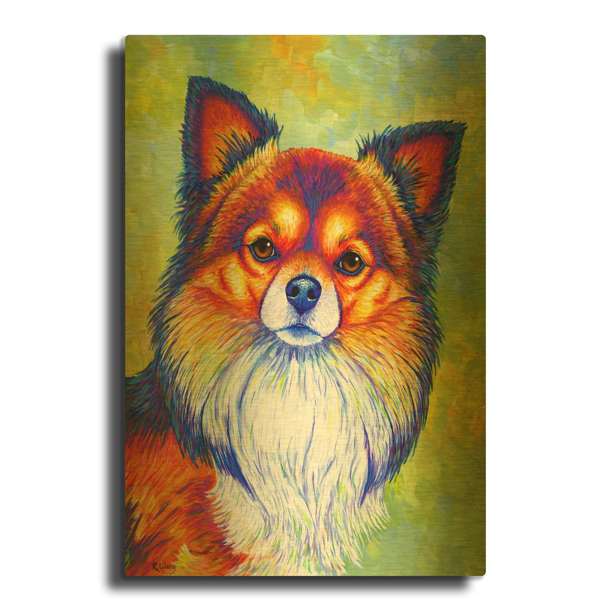 'Longhaired Chihuahua' By Rebecca Wang Art Gold Metal Wall Art