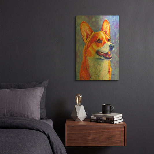 'Pembroke Welsh Corgi' By Rebecca Wang Art Gold Metal Wall Art