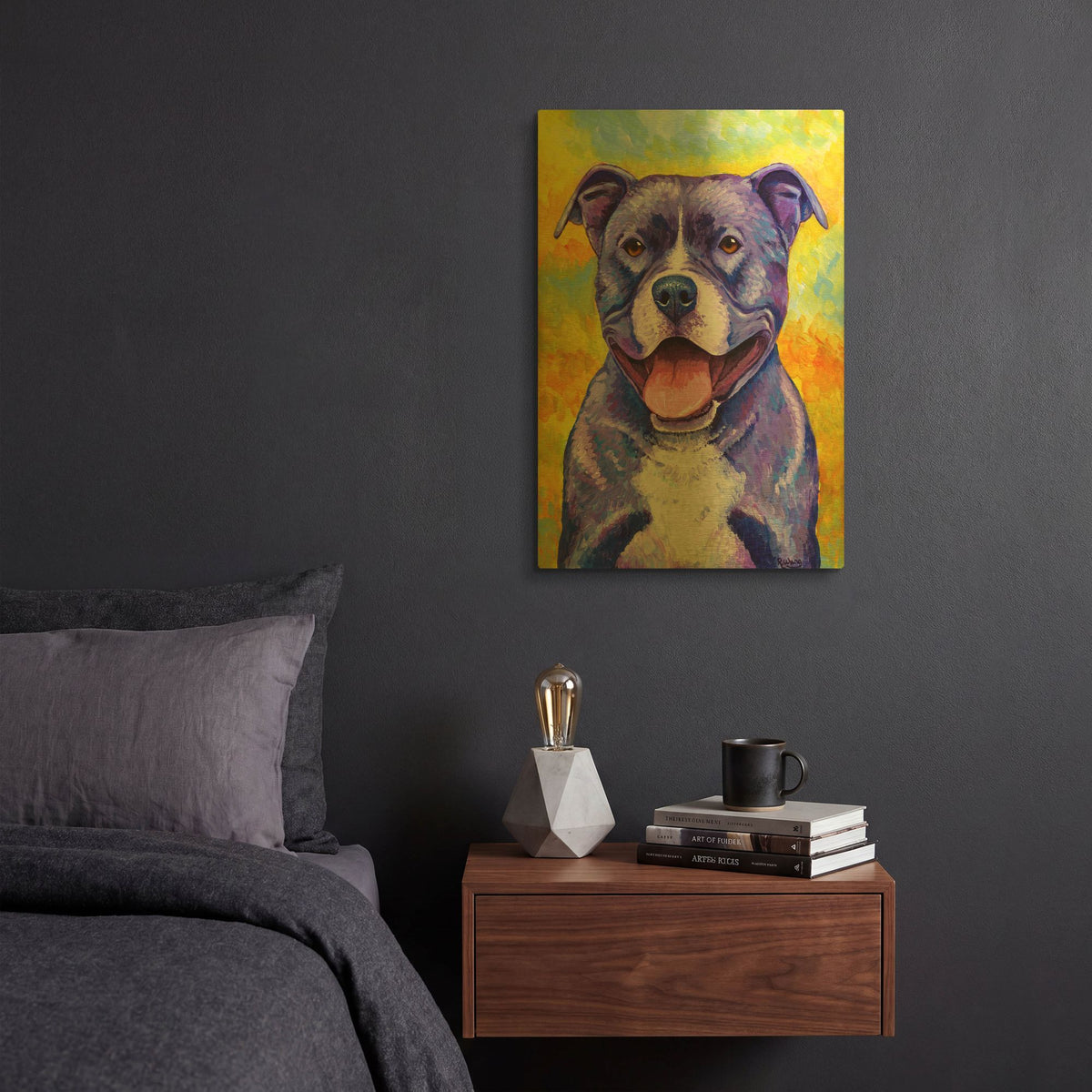 'Peppy Purple Pitbull' By Rebecca Wang Art Gold Metal Wall Art